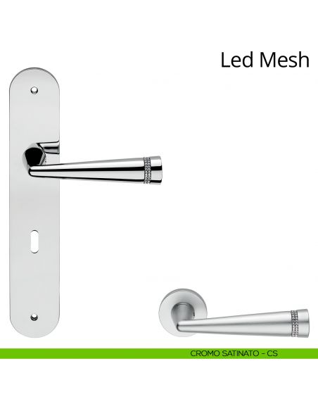 Maniglia Swarovski con placca per porta Led Mesh Linea Calì - cromo satinato - foro patent