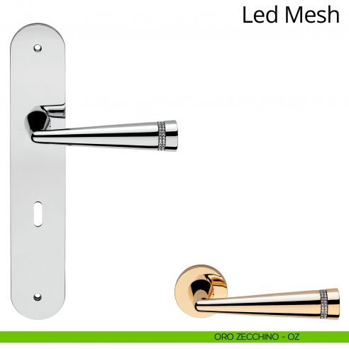 Maniglia Swarovski con placca per porta Led Mesh Linea Calì - oro zecchino - foro patent
