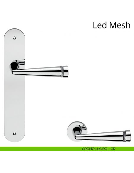 Maniglia Swarovski con placca per porta Led Mesh Linea Calì - cromo lucido - placca cieca