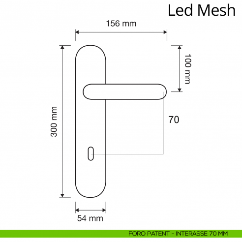 Maniglia Swarovski con placca per porta Led Mesh Linea Calì placca foro patent interasse 70 mm
