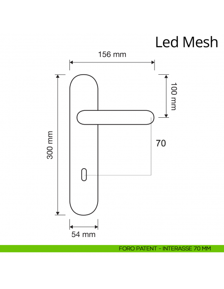 Maniglia Swarovski con placca per porta Led Mesh Linea Calì placca foro patent interasse 70 mm