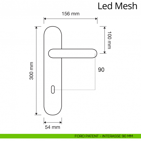 Maniglia Swarovski con placca per porta Led Mesh Linea Calì placca foro patent interasse 90 mm