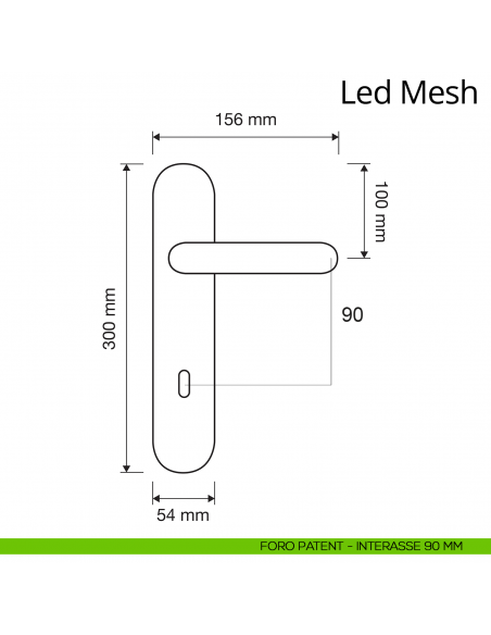 Maniglia Swarovski con placca per porta Led Mesh Linea Calì placca foro patent interasse 90 mm