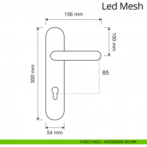 Maniglia Swarovski con placca per porta Led Mesh Linea Calì placca foro yale interasse 85 mm