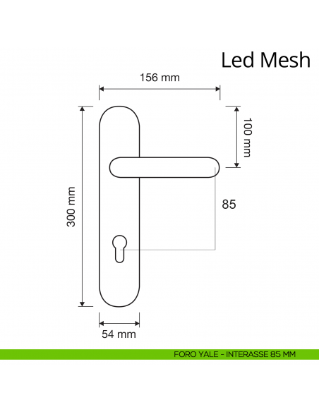 Maniglia Swarovski con placca per porta Led Mesh Linea Calì placca foro yale interasse 85 mm