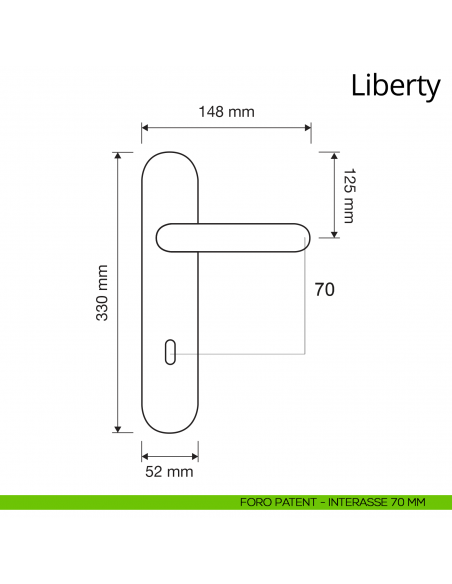 Maniglia con placca per porta Liberty Linea Calì placca foro patent interasse 70 mm
