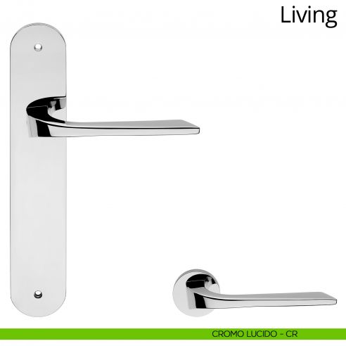 Maniglia con placca per porta Living Linea Calì - cromo lucido - placca cieca