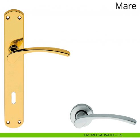 Maniglia con placca per porta Mare Linea Calì - cromo satinato - foro patent