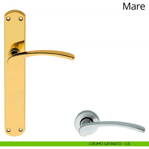 Maniglia con placca per porta Mare Linea Calì - cromo satinato - placca cieca