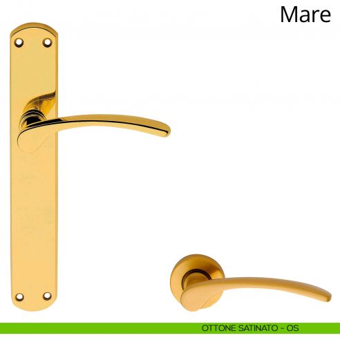 Maniglia con placca per porta Mare Linea Calì - ottone satinato - placca cieca