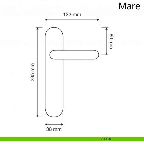 Maniglia con placca per porta Mare Linea Calì placca cieca