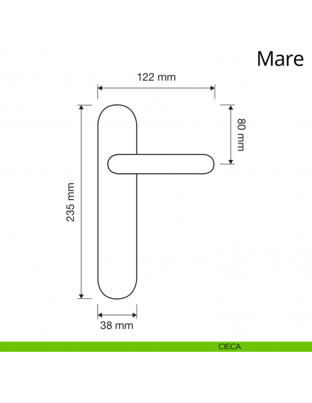 Maniglia con placca per porta Mare Linea Calì placca cieca