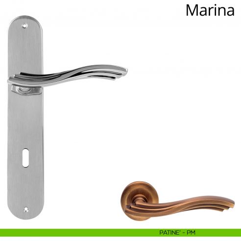 Maniglia con placca per porta Marina Linea Calì - patinè - foro patent