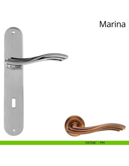 Maniglia con placca per porta Marina Linea Calì - patinè - foro patent