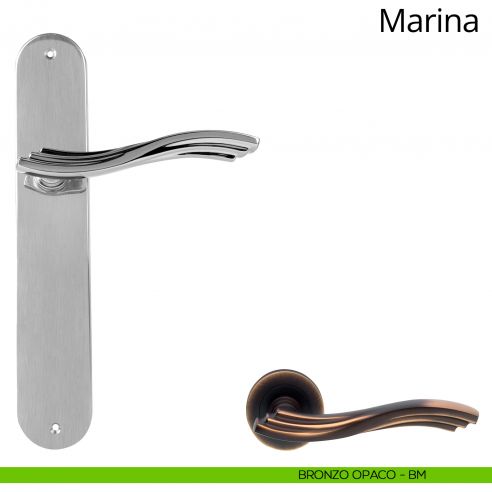 Maniglia con placca per porta Marina Linea Calì - bronzo opaco - placca cieca