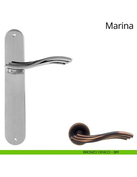 Maniglia con placca per porta Marina Linea Calì - bronzo opaco - placca cieca