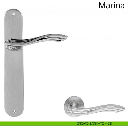 Maniglia con placca per porta Marina Linea Calì - cromo satinato - placca cieca
