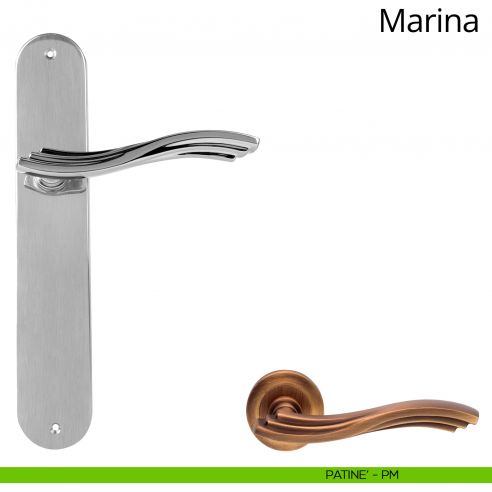 Maniglia con placca per porta Marina Linea Calì - patinè - placca cieca
