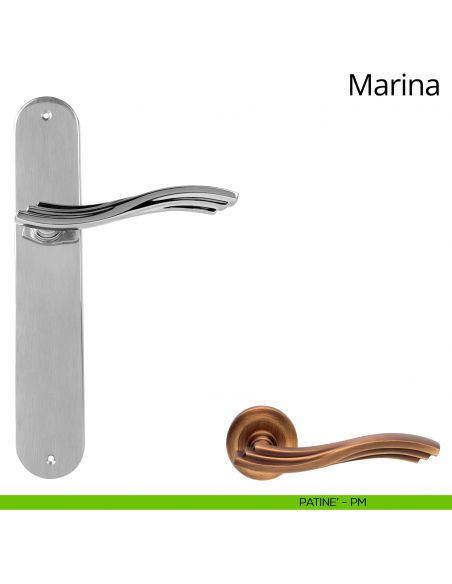 Maniglia con placca per porta Marina Linea Calì - patinè - placca cieca