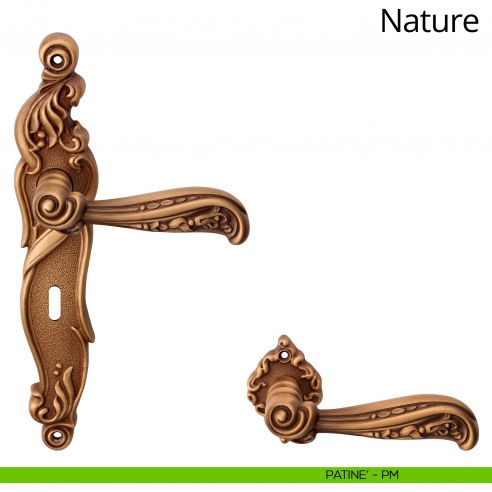 Maniglia con placca per porta Nature Linea Calì - patinè - foro patent