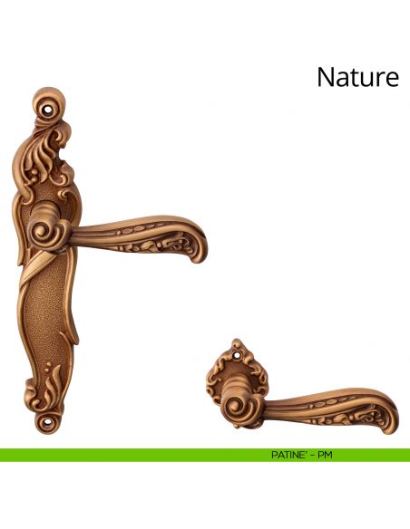 Maniglia con placca per porta Nature Linea Calì - patinè - placca cieca