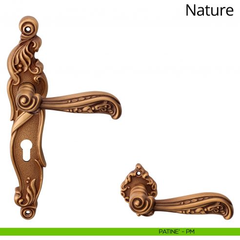 Maniglia con placca per porta Nature Linea Calì - patinè - foro yale