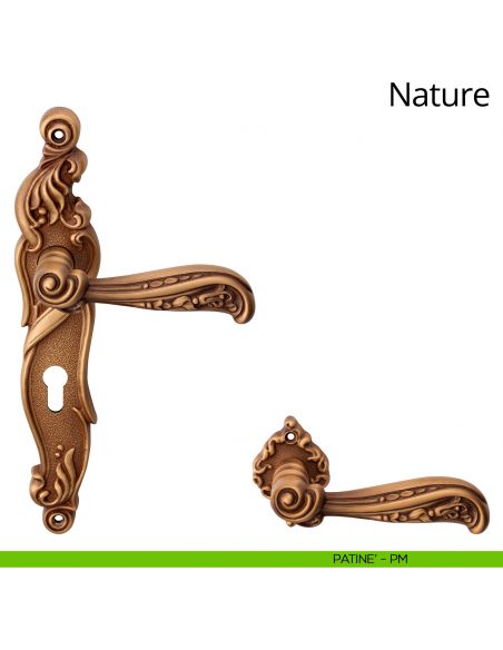 Maniglia con placca per porta Nature Linea Calì - patinè - foro yale