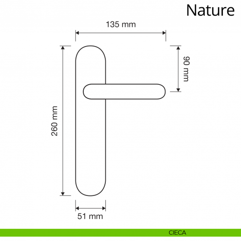 Maniglia con placca per porta Nature Linea Calì placca cieca