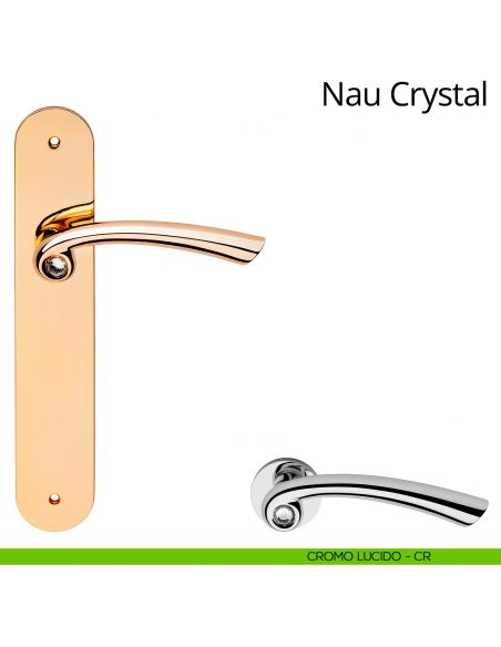 Maniglia Swarovski con placca per porta Nau Crystal Linea Calì - cromo lucido - placca cieca