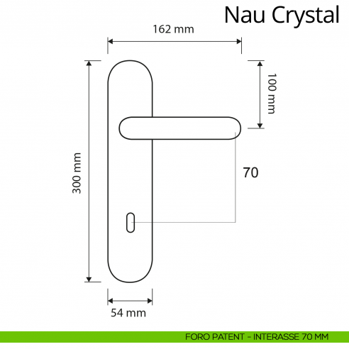 Maniglia Swarovski con placca per porta Nau Crystal Linea Calì placca foro patent interasse 70 mm