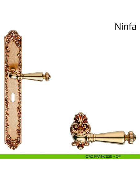 Maniglia con placca big per porta Ninfa Linea Calì - oro francese - foro patent