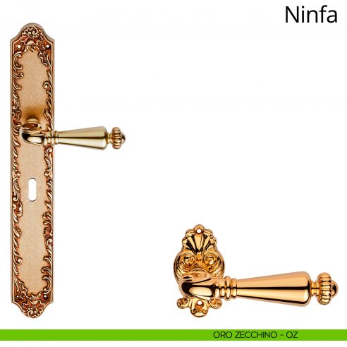 Maniglia con placca big per porta Ninfa Linea Calì - oro zecchino - foro patent