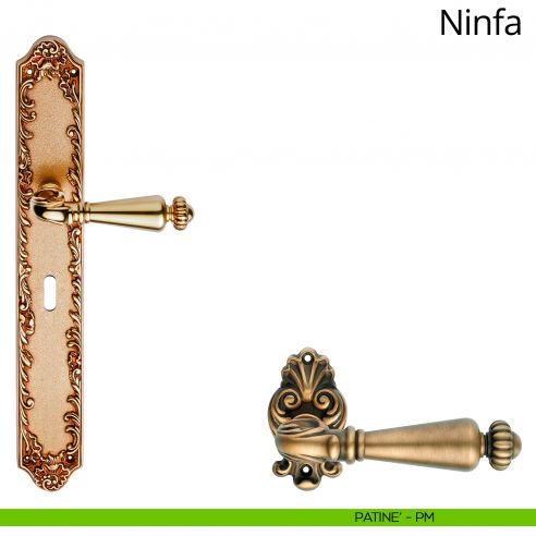 Maniglia con placca big per porta Ninfa Linea Calì - patinè - foro patent