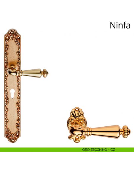 Maniglia con placca big per porta Ninfa Linea Calì - oro zecchino - foro yale