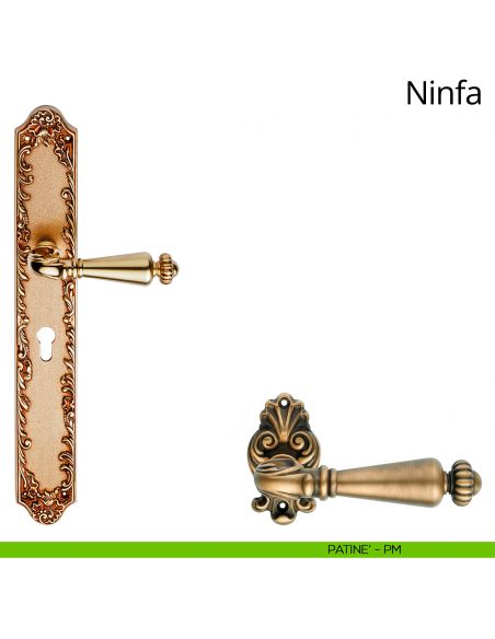 Maniglia con placca big per porta Ninfa Linea Calì - patinè - foro yale