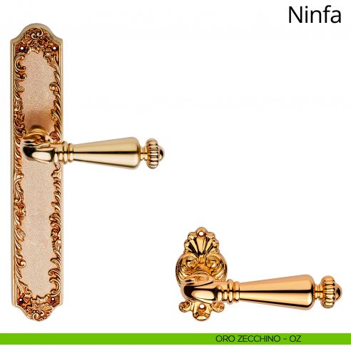 Maniglia con placca big per porta Ninfa Linea Calì - oro zecchino - placca cieca