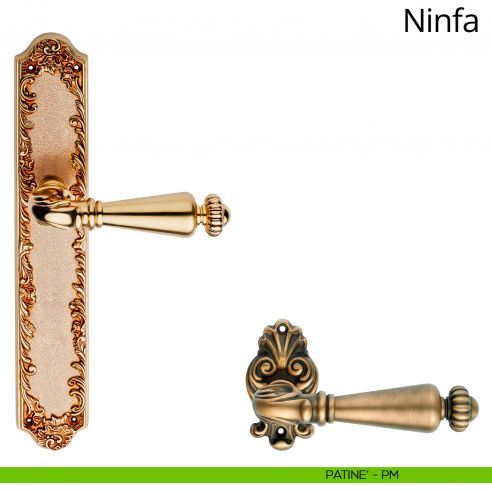 Maniglia con placca small per porta Ninfa Linea Calì - patinè - placca cieca