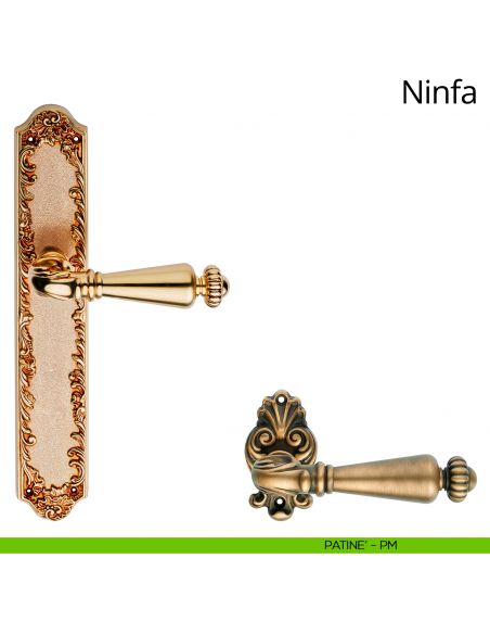 Maniglia con placca small per porta Ninfa Linea Calì - patinè - placca cieca