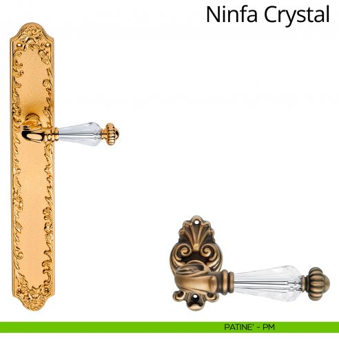 Maniglia Swarovski con placca big per porta Ninfa Crystal Linea Calì - patinè - placca cieca