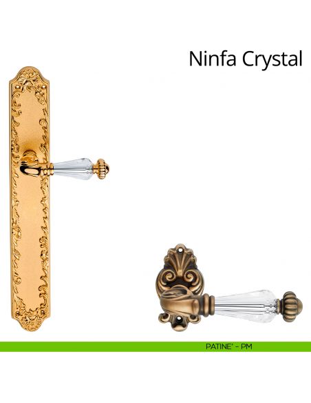 Maniglia Swarovski con placca big per porta Ninfa Crystal Linea Calì - patinè - placca cieca