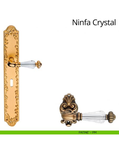 Maniglia Swarovski con placca big per porta Ninfa Crystal Linea Calì - patinè - foro patent