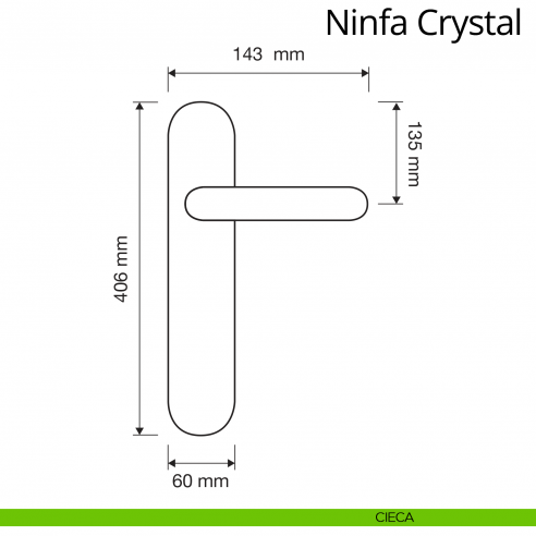 Maniglia Swarovski con placca big per porta Ninfa Crystal Linea Calì placca cieca