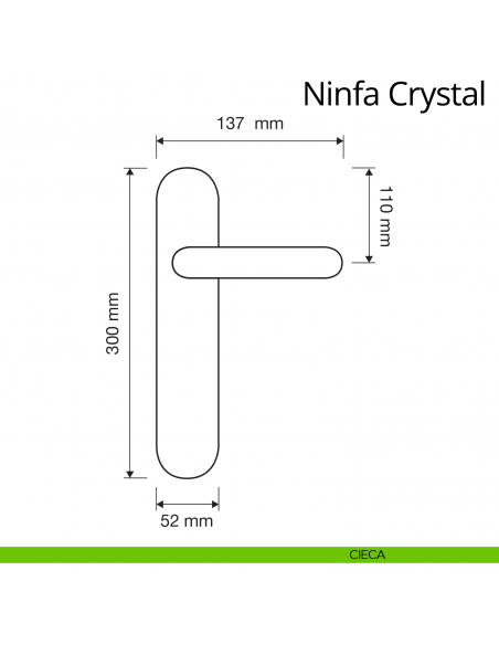 Maniglia Swarovski con placca small per porta Ninfa Crystal Linea Calì placca cieca