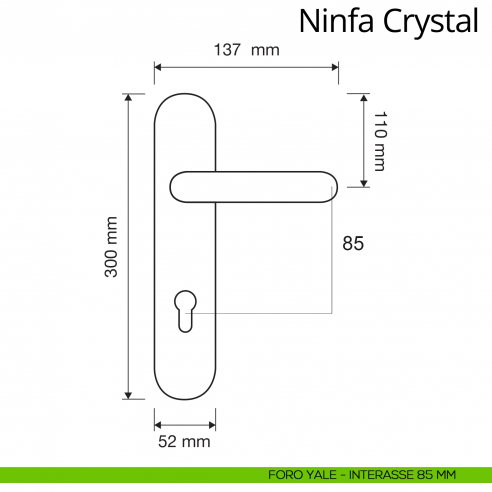 Maniglia Swarovski con placca small per porta Ninfa Crystal Linea Calì