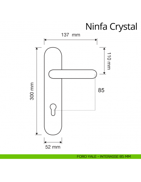 Maniglia Swarovski con placca small per porta Ninfa Crystal Linea Calì
