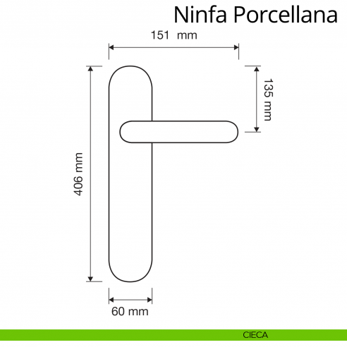 Maniglia porcellana con placca big per porta Ninfa Porcellana Linea Calì placca cieca
