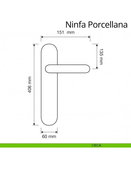 Maniglia porcellana con placca big per porta Ninfa Porcellana Linea Calì placca cieca