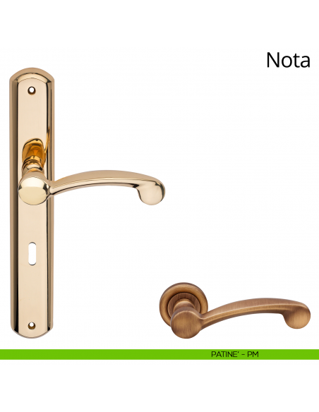 Maniglia con placca per porta Nota Linea Calì - patinè - foro patent