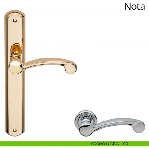 Maniglia con placca per porta Nota Linea Calì - cromo lucido - placca cieca