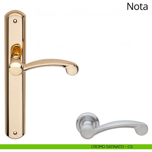 Maniglia con placca per porta Nota Linea Calì - cromo satinato - placca cieca